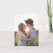 折り畳まれた感謝のカード - 白いスクリプト サンキューカード (正面)