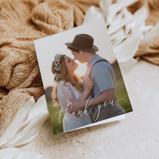 折り畳まれた感謝のカード - 白いスクリプト サンキューカード