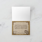 折り畳まれた感謝のカード 馬の蹄鉄が付いた麻のレース サンキューカード (内部)