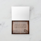 折り畳まれた感謝のカード 馬の蹄鉄 馬小屋 木の装飾 レース サンキューカード (内部)