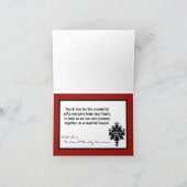 折り畳まれた感謝のカード 黒 赤 ダマスクレース サンキューカード (内部)