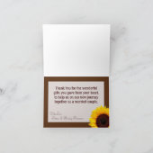 折り畳まれた感謝カード　ひまわり　レース　麻　カントリー サンキューカード (内部)