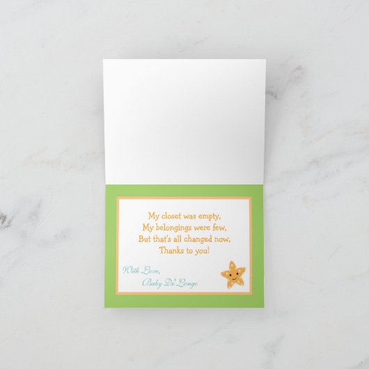 折り畳まれた感謝カード ストライプの海の海洋生物 サンキューカード (内部)