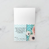 折り畳まれた感謝カード　幾何学的なローズ　シェブロン　ターコイズブルー サンキューカード (内部)