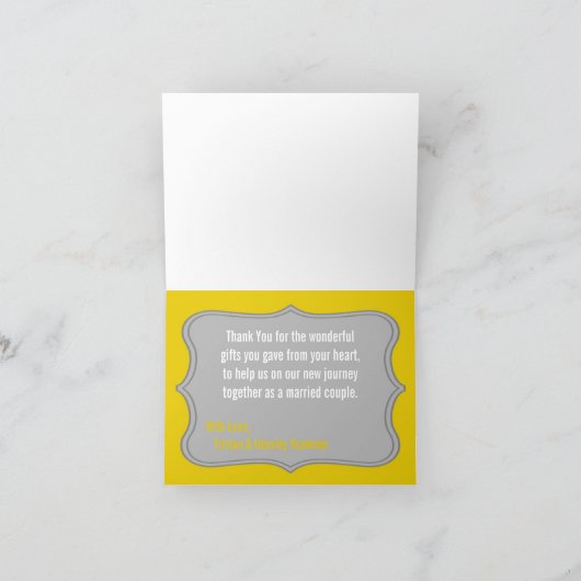 折り畳まれた感謝カード 現代のグレー ダマスク ラッセルプリン サンキューカード (内部)