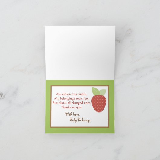 折り畳まれた感謝カード 赤い納屋の動物たち サンキューカード (内部)