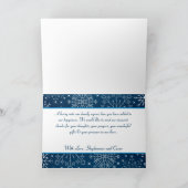 折り畳まれた感謝カード 青い星と雪の結晶 サンキューカード (内部)