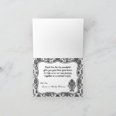 折り畳まれた感謝カード 黒と白のダマスク織りレースプリント サンキューカード (内部)