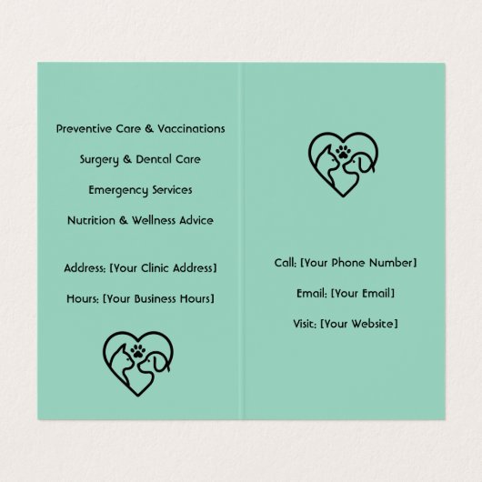 折り畳まれた獣医の名刺 名刺 (内部フラット)