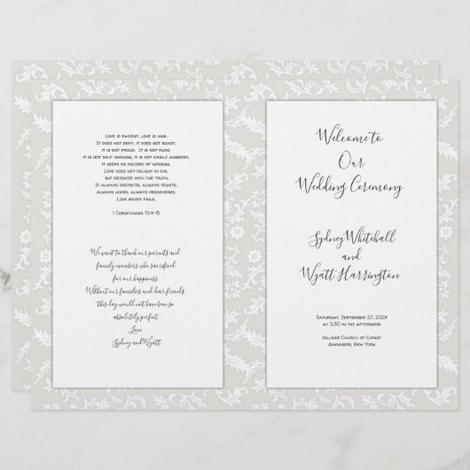 折り畳まれた結婚カトリックの式プロ葉グラム (正面/裏面)