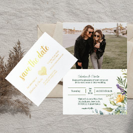 折り畳まれた結婚式の日付の保存テンプレート 箔カード