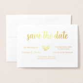 折り畳まれた結婚式の日付の保存テンプレート 箔カード (封筒付き正面)