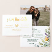 折り畳まれた結婚式の日付の保存テンプレート 箔カード (ディスプレー)