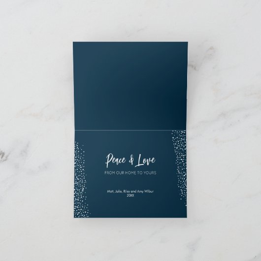 折り畳まれた青いクリスマスツリー シーズンカード (内部)