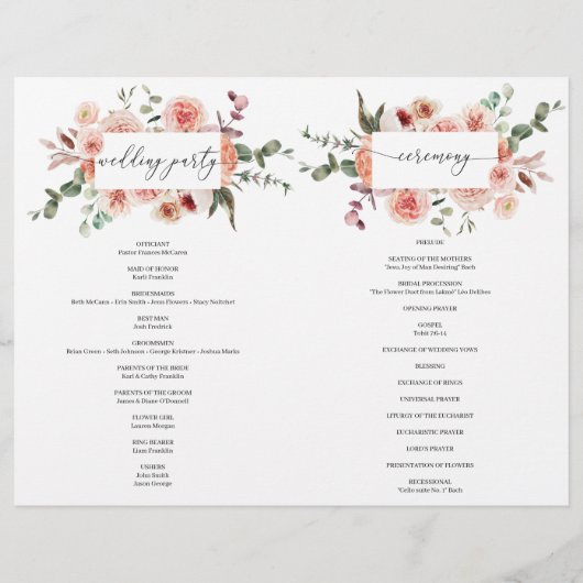 折り畳みカントリーボー結婚式 プログラム冊子 チラシ (裏面)