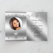 折り畳みカードキンセアニェラシルバーグリッターティアラ 招待状 (内部)