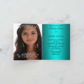 折り畳みカードキンセアニェラティール(緑がかった色)ティアラ写真 招待状 (内部)