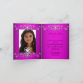 折り畳みカードキンセアニェラピンクティアラ写真 招待状 (内部)