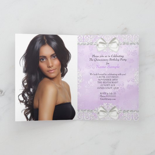 折り畳みカードパープルキンセアニェラ招待状 招待状 (内部)