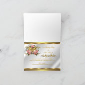 折り畳みカード21th誕生日ピンクの金ゴールドバラホワイト3 招待状 (内部)