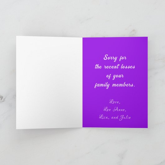 折り畳みグリーティングカードから共有悔やみや弔慰 カード (内部)