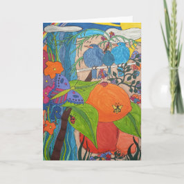 折り畳みグリーティングカード5" x 7" "鳥の歌" カード