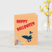 折り畳みグリーティングカード：ハッピーハローウィン カード (黄色い花)