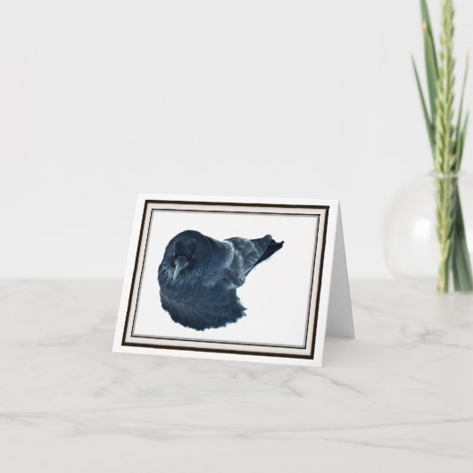 折り畳みグリーティングカード – 冬のマントでカラス サンキューカード (正面)