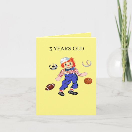 折り畳みグリーティングカード:誕生日カード3歳 カード (正面)