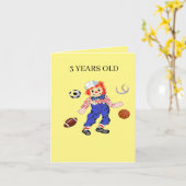 折り畳みグリーティングカード:誕生日カード3歳 カード (黄色い花)
