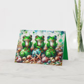 折り畳みグリーティングカード（3つのカエル付き） カード (正面)