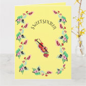 折り畳みグリーティングカード:Sweet sixteen誕生日 カード (黄色い花)