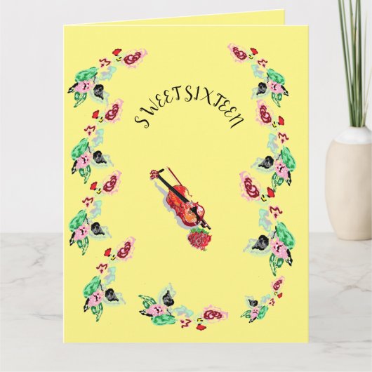 折り畳みグリーティングカード:Sweet sixteen誕生日 カード (正面)
