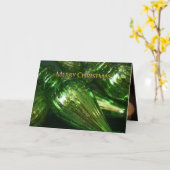 折り畳みグリーン水銀ガラスオーナメントクリスマスカード カード (黄色い花)