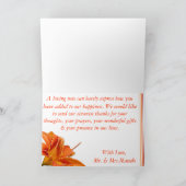 折り畳みサンキューカードオレンジタイガーリリー付きストライプ/ サンキューカード (内部)