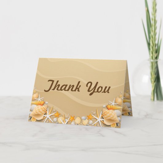 折り畳みサンキューカードシーシェルズオンサンディビーチスタ サンキューカード (正面)