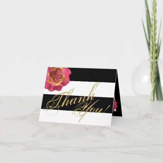 折り畳みサンキューカードストライプモダン白黒 サンキューカード (正面)