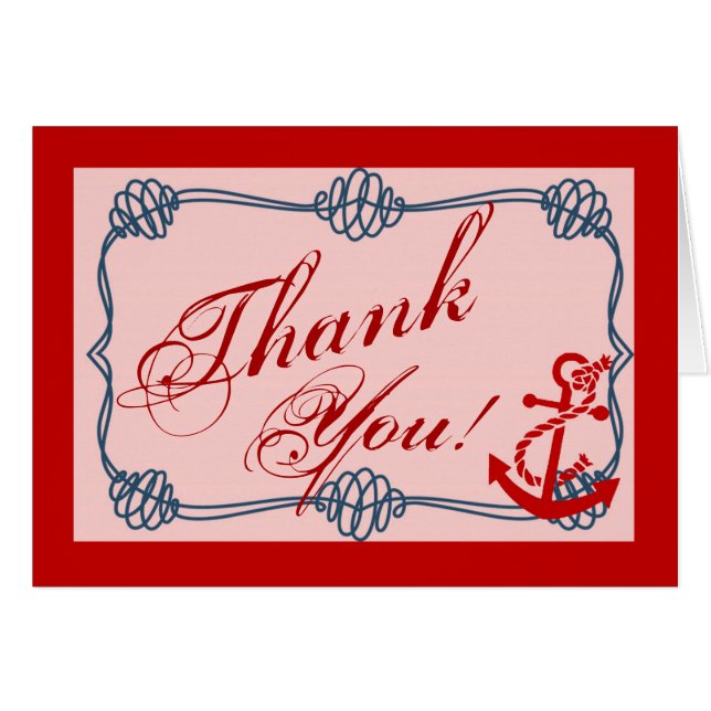 折り畳みサンキューカードネイビー航海のノットいかり (正面横)