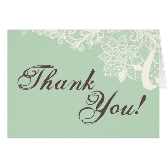 折り畳みサンキューカードビクトリアンレースミント (正面横)