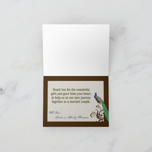 折り畳みサンキューカードピーコックヴィンテージ羽根Bir サンキューカード (内部)