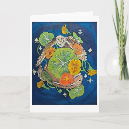 折り畳みサンキューカードフクロウとチムンク サンキューカード (正面)