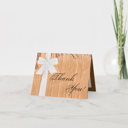 折り畳みサンキューカード段ボールホワイトリボンボウ サンキューカード (正面)