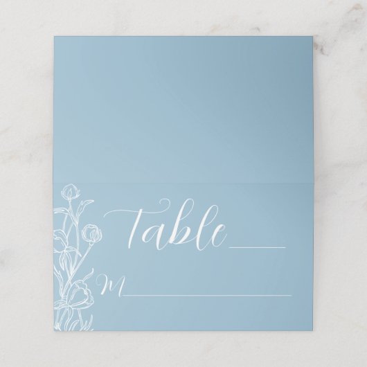 折り畳みダスティブルーフローラエレガント座席表 プレイスカード (外部開封)