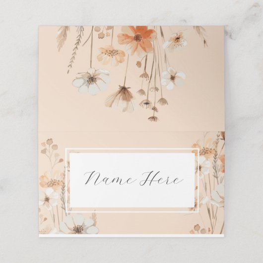 折り畳みネーム結婚カードのBoho花模様 プレイスカード (外部開封)