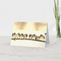 折り畳みノートカード小鳥の枝