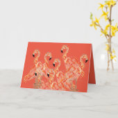 折り畳みノートカード: Flamingos カード (黄色い花)