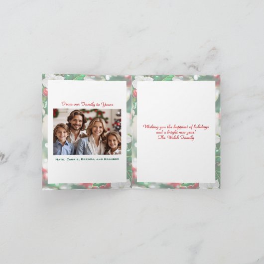 折り畳みハッピーホリーデイズ写真クリスマスカード シーズンカード (内部)