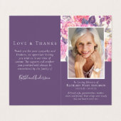 折り畳みパープルフローラメモリアル祈りの言葉カード 名刺 (外部フラット)