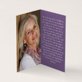 折り畳みパープルフローラメモリアル祈りの言葉カード 名刺 (内部)