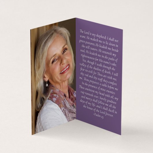 折り畳みパープルフローラメモリアル祈りの言葉カード 名刺 (内部)